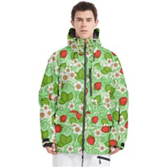 Strawberries Pattern Seamless Men s Multi Pockets Zip Ski And Snowboard Waterproof Breathable Jacket