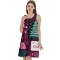 Christmas Santa Claus Round Neck Sleeve Casual Dress With Pockets View3