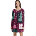 Christmas Santa Claus Long Sleeve Velour Skater Dress View1