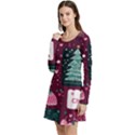 Christmas Santa Claus Long Sleeve Velour Skater Dress View2