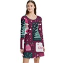 Christmas Santa Claus Long Sleeve Velour Skater Dress View3