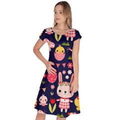Bunny - Easter Pattern Classic Short Sleeve Dress