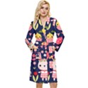 Bunny - Easter Pattern Long Sleeve Velvet Robe View1
