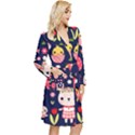 Bunny - Easter Pattern Long Sleeve Velvet Robe View3