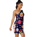 Bunny - Easter Pattern Long Sleeve One Shoulder Mini Dress View3