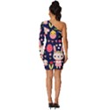 Bunny - Easter Pattern Long Sleeve One Shoulder Mini Dress View4