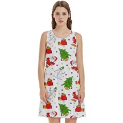 Christmas Pattern, Pattern, Christmas Round Neck Sleeve Casual Dress With Pockets