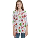 Christmas Pattern, Pattern, Christmas Women s Zip Front V-Neck 3/4 Sleeve Casual Top Pocket Shirt View1