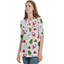 Christmas Pattern, Pattern, Christmas Women s Zip Front V-Neck 3/4 Sleeve Casual Top Pocket Shirt View2