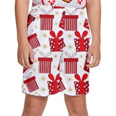 Christmas Texture, Pattern, Red, Craciun, Christmas, Bow, Gift Kids  Basketball Shorts