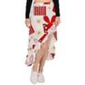 Christmas Texture, Pattern, Red, Craciun, Christmas, Bow, Gift Asymmetrical Ruffle Hem Skirt  View1