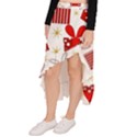 Christmas Texture, Pattern, Red, Craciun, Christmas, Bow, Gift Asymmetrical Ruffle Hem Skirt  View2