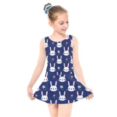 Cute Bunny Pattern, Easter, Koteto Kids  Skater Dress Swimsuit