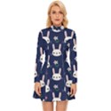 Cute Bunny Pattern, Easter, Koteto Long Sleeve Velour Longline Dress View1