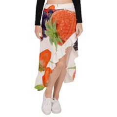 Fruits, Drip, Fruit, Paint, Spring Asymmetrical Ruffle Hem Skirt 