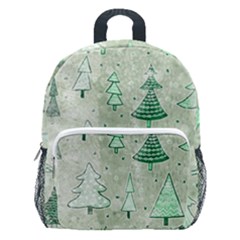 Green Christmas Trees, Cute, Doodle Kids  Age 5-10 Lightweight School Backpack With Side Pockets