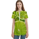 Lime Slices Close Up, Fresh, Fruit, Green Lemon Women s Zip Front V-Neck Short Sleeve Casual Top Pocket Shirt View1