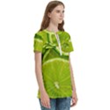 Lime Slices Close Up, Fresh, Fruit, Green Lemon Women s Zip Front V-Neck Short Sleeve Casual Top Pocket Shirt View3