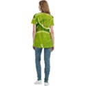 Lime Slices Close Up, Fresh, Fruit, Green Lemon Women s Zip Front V-Neck Short Sleeve Casual Top Pocket Shirt View4