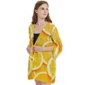 Oranges, Orange, Fruits Open Front 3/4 Sleeve Batwing Chiffon Cardigan Kimono View2