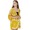 Oranges, Orange, Fruits Open Front 3/4 Sleeve Batwing Chiffon Cardigan Kimono View3