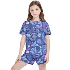 Patterns, Doodles, Pattern, Colorful Kids  T-shirt And Sports Shorts Set