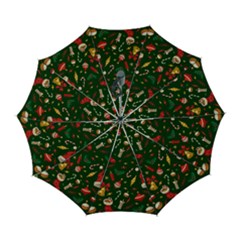 Texture, Pattern, Red, Craciun, Christmas, Hat, Santa, Green Automatic Folding Umbrella With Case (large)