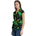 Christmas Funny Pattern Dinosaurs Women s Cap Sleeve Mandarin Collar Waist Tie Blouse View2