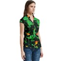 Christmas Funny Pattern Dinosaurs Women s Cap Sleeve Mandarin Collar Waist Tie Blouse View3