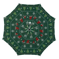 Beautiful Knitted Christmas Pattern Automatic Folding Umbrella With Case (medium)