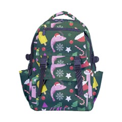 Dinosaur Colorful Funny Christmas Pattern Carry-on Double Buckle Travel Backpack