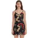 Christmas Pattern With Snowflakes Berries Body Wrap Sleeveless V-Neck Mini Dress View1