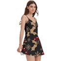 Christmas Pattern With Snowflakes Berries Body Wrap Sleeveless V-Neck Mini Dress View3