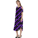 Christmas Paper Star Texture Cold Shoulder Loose Fit Dress With Pockets View2