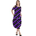 Christmas Paper Star Texture Cold Shoulder Loose Fit Dress With Pockets View3