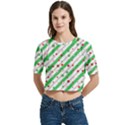 Christmas Paper Stars Pattern Texture Background Colorful Colors Seamless Women s Round Neck Short Sleeve Crop Top View1