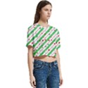 Christmas Paper Stars Pattern Texture Background Colorful Colors Seamless Women s Round Neck Short Sleeve Crop Top View3