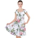 Floral Elements Peony Chinese Rose Cap Sleeve Midi Dress With Pockets View1