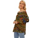 Swirl Vortex Emoji Cyclone Motion Art Off Shoulder Chiffon Pocket Shirt View2