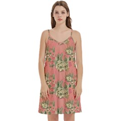 Retro 1880s Flowers Pattern 12 Mini Camis Dress With Pockets