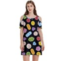 Ecstasy pills pattern Women s Cold Shoulder Round Neck Mini Dress View1