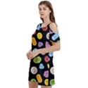 Ecstasy pills pattern Women s Cold Shoulder Round Neck Mini Dress View2