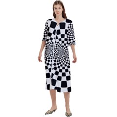 Geomtric Pattern Illusion Shapes Women s Cotton 3/4 Sleeve Nightgown