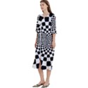 Geomtric Pattern Illusion Shapes Women s Cotton 3/4 Sleeve Nightgown View2