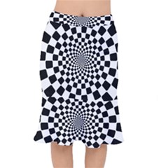 Geomtric Pattern Illusion Shapes Short Mermaid Skirt