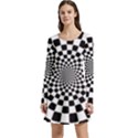 Geomtric Pattern Illusion Shapes Long Sleeve Velour Skater Dress View1