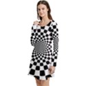 Geomtric Pattern Illusion Shapes Long Sleeve Velour Skater Dress View2