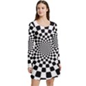 Geomtric Pattern Illusion Shapes Long Sleeve Velour Skater Dress View3