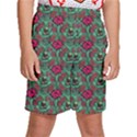 Retro 1880s Flowers Pattern 3 Kids  Basketball Shorts View1