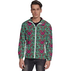 Retro 1880s Flowers Pattern 3 Men s High Neck Windbreaker